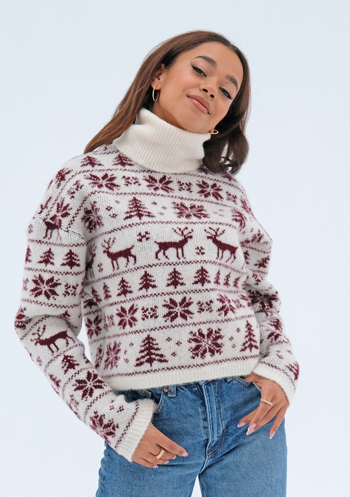 Fawn - Ecru turtleneck sweater