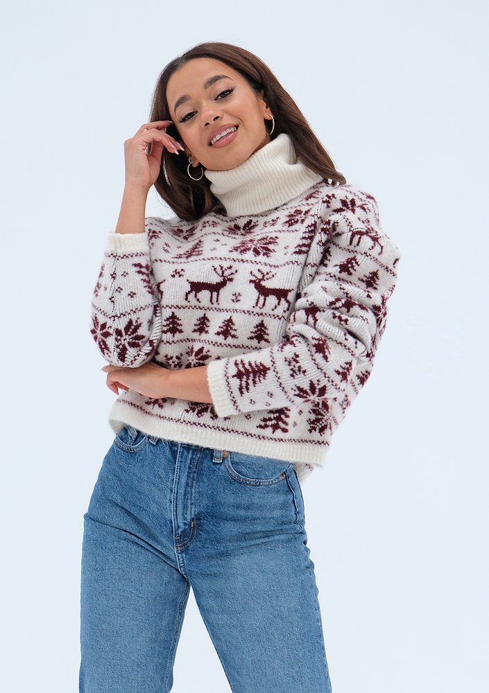 Fawn - Ecru turtleneck sweater