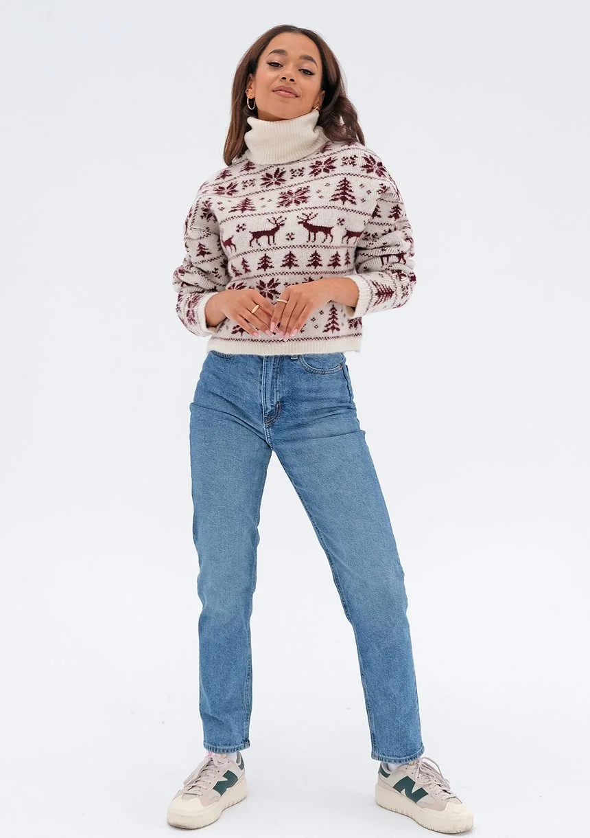 Fawn - Ecru turtleneck sweater