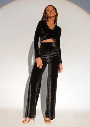 Lolys - Top velvet Czarny