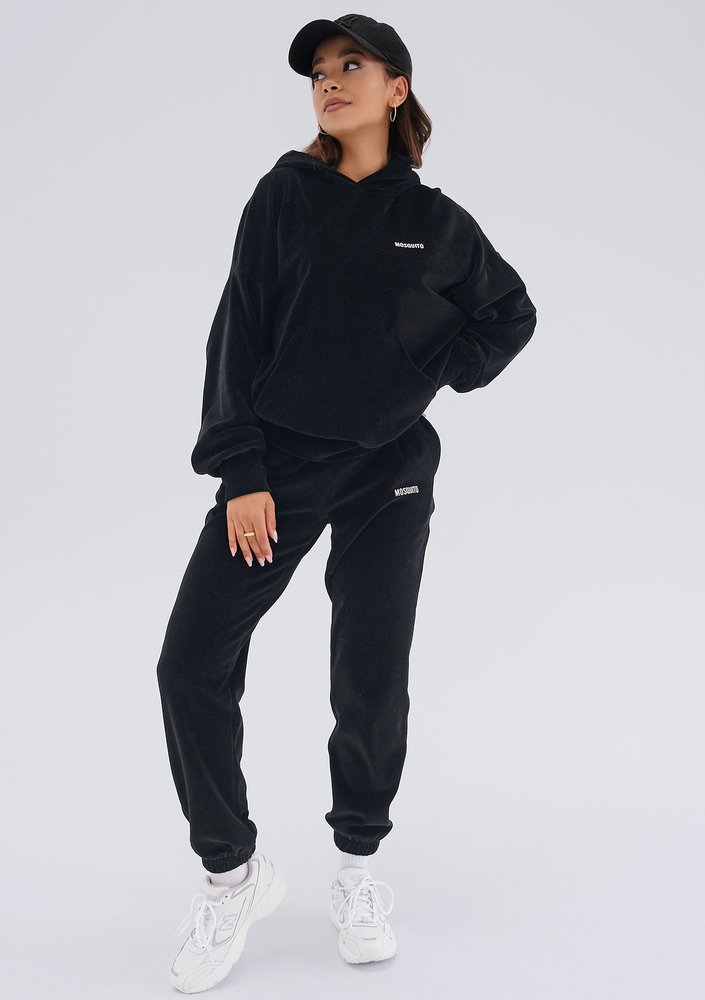 Pure - Black velvet oversize hoodie