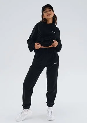 Pure - Bluza welurowa z kapturem Black