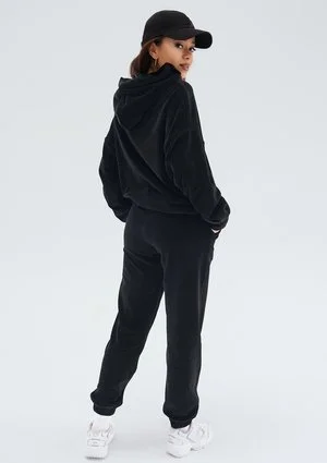 Pure - Bluza welurowa z kapturem Black