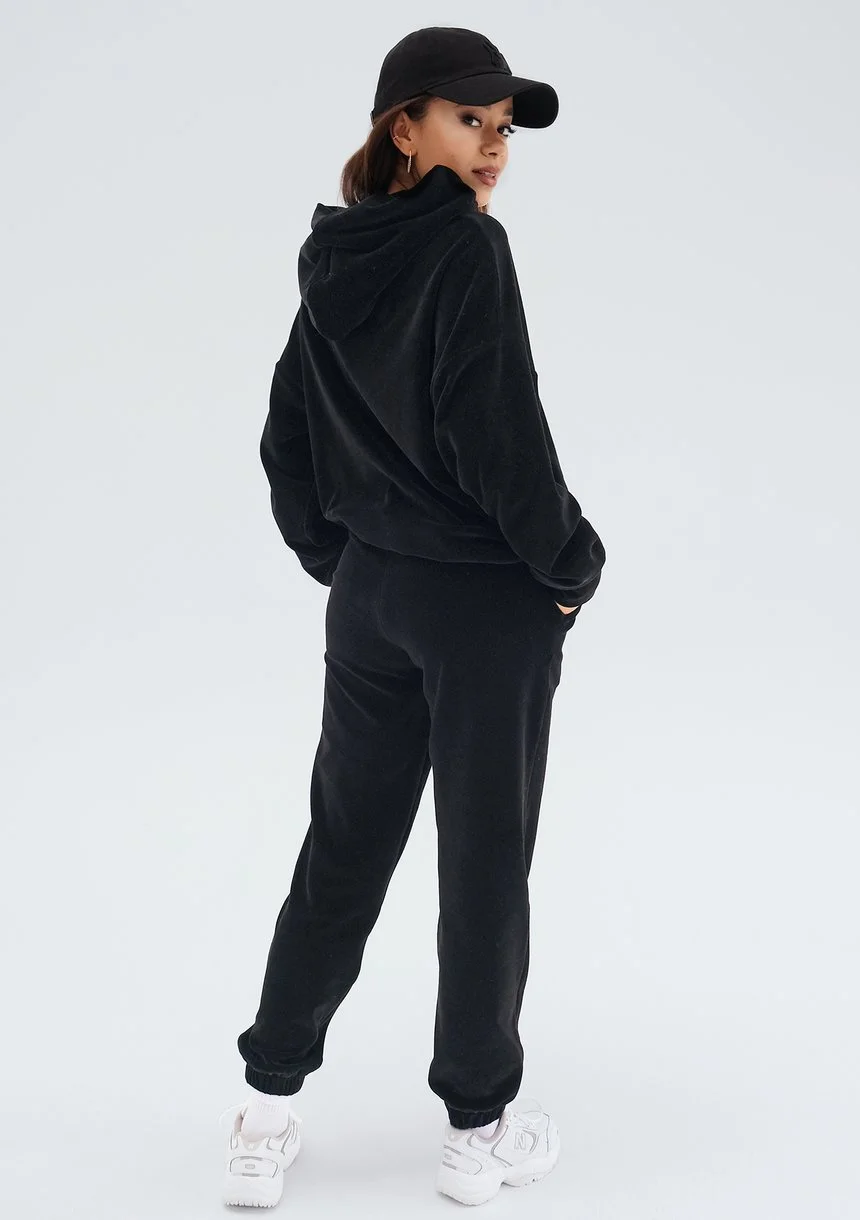 Pure - Black velvet oversize hoodie