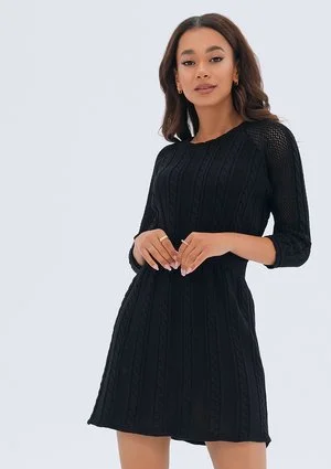 Dafne - Dzianinowa sukienka mini Czarna