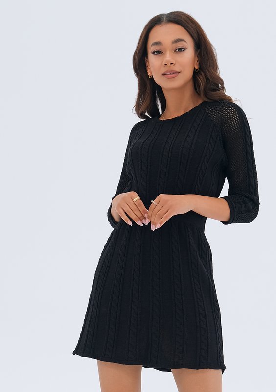 Dafne - Black knitted mini dress