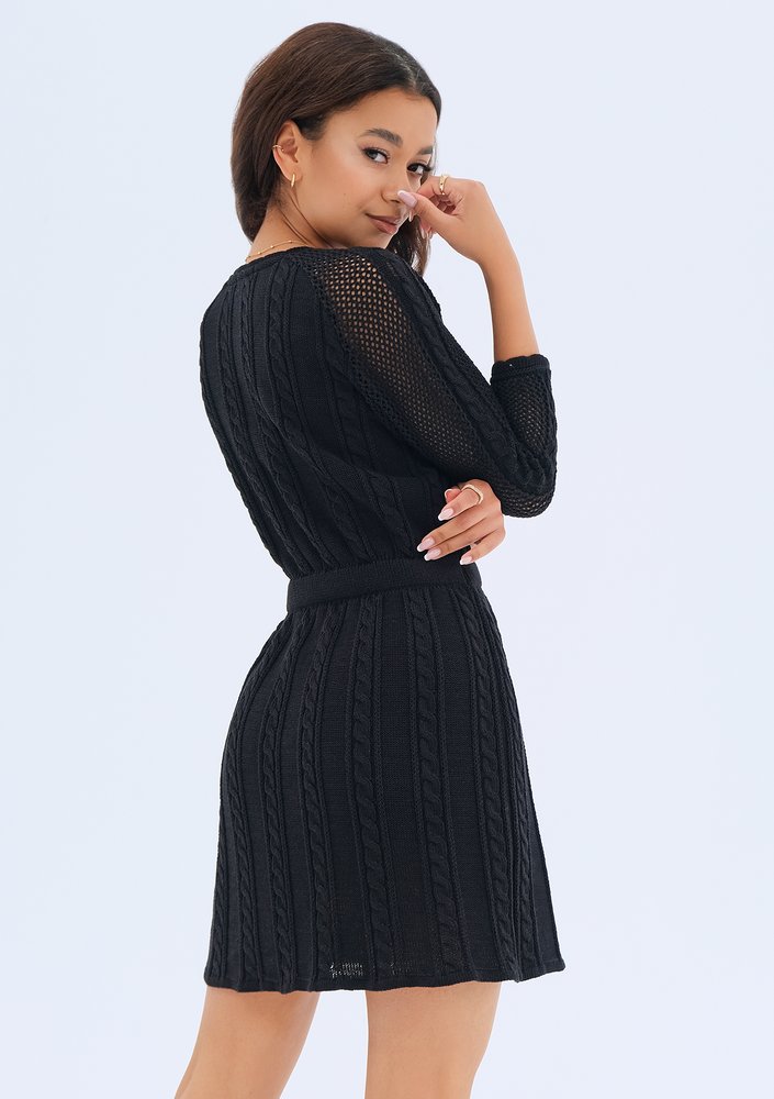 Dafne - Black knitted mini dress