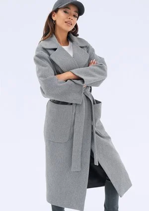 Sage - Grey pinstripe winter coat