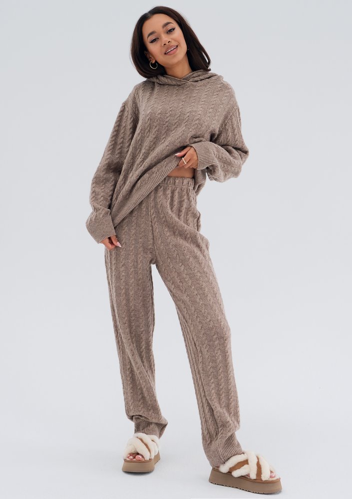 Espen - Latte beige knitted hoodie