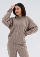 Espen - Latte beige knitted hoodie