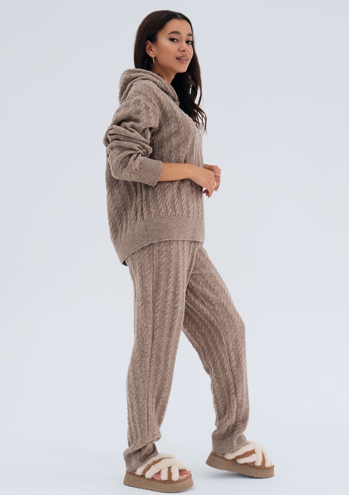 Espen - Latte beige knitted hoodie