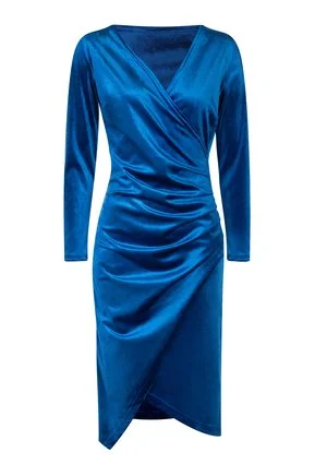 Elena - fitted blue velvet dress