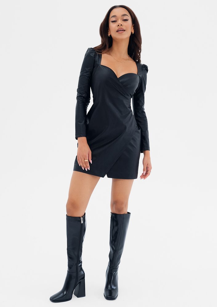 Kleo - Shiny black mini dress