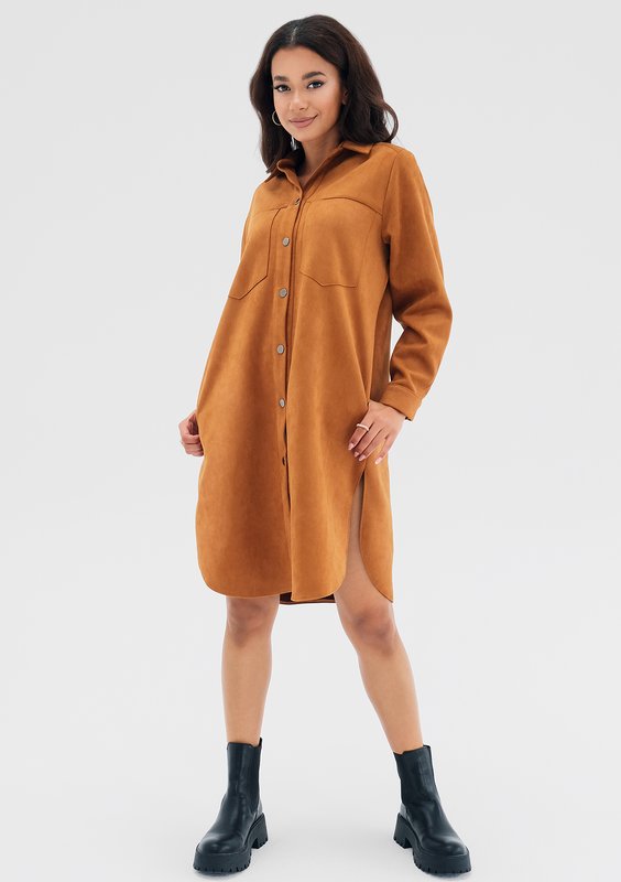Ozana - Toffee brown shirt dress