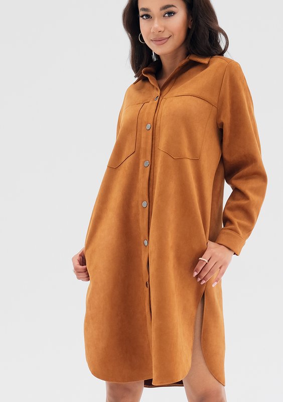Ozana - Toffee brown shirt dress