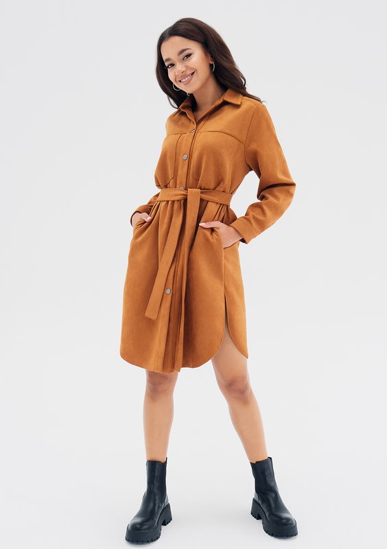 Ozana - Toffee brown shirt dress
