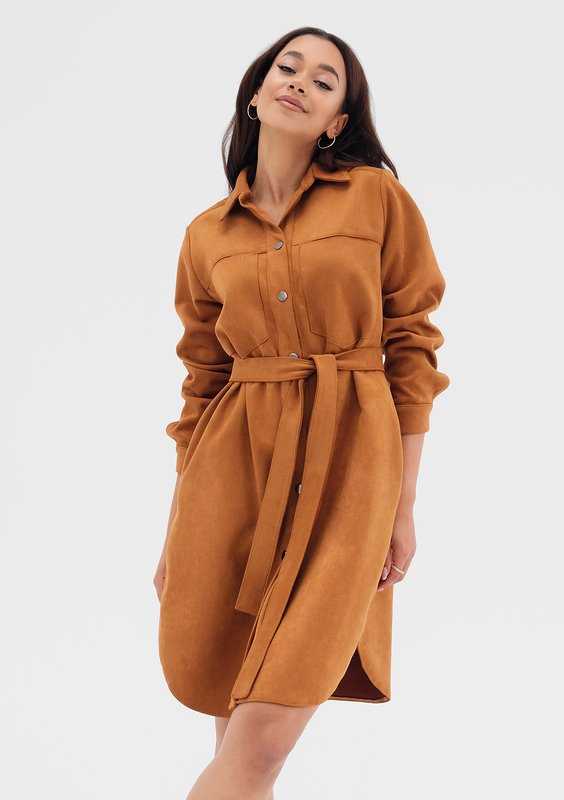 Ozana - Toffee brown shirt dress