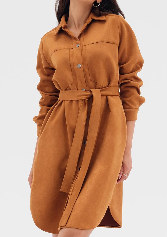 Ozana - Toffee brown shirt dress