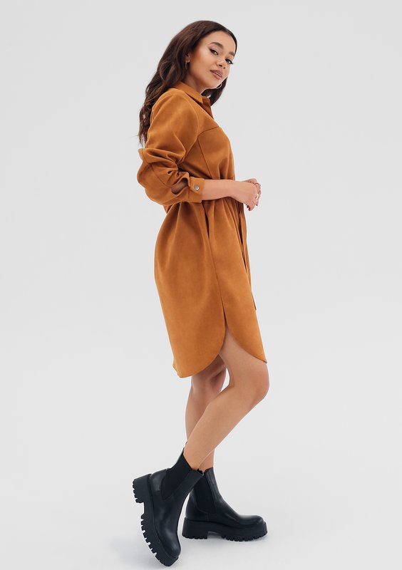 Ozana - Toffee brown shirt dress