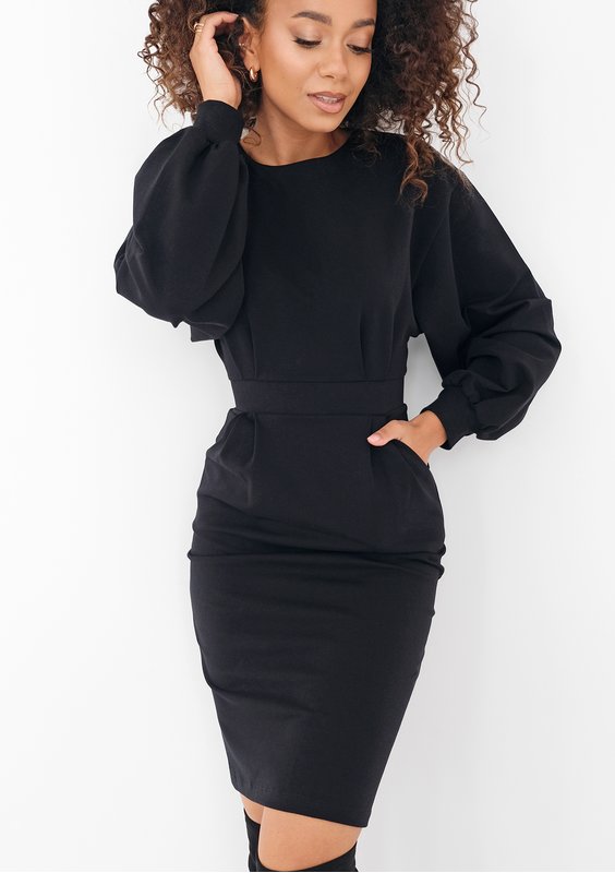 Malva - Black midi dress