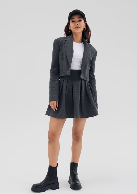 Rachel - Pewter melange cotton blazer