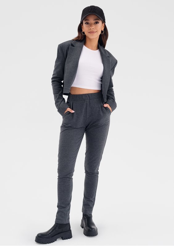 Rachel - Pewter melange cotton blazer