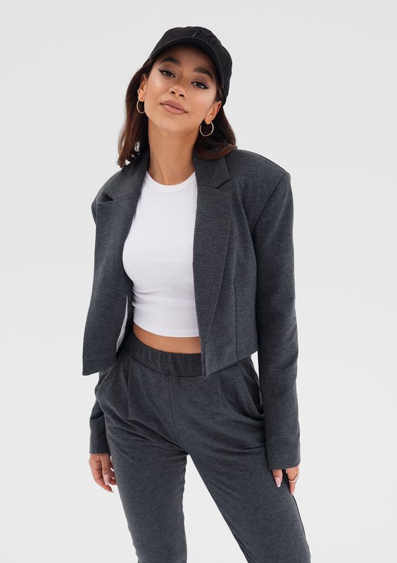 Rachel - Pewter melange cotton blazer