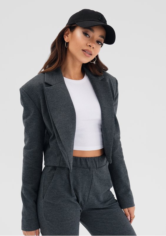 Rachel - Pewter melange cotton blazer