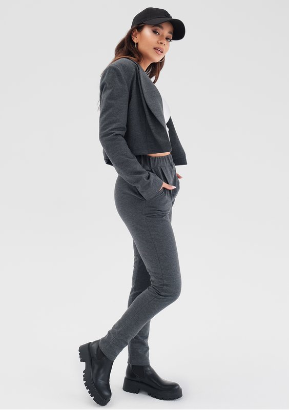 Rachel - Pewter melange cotton blazer