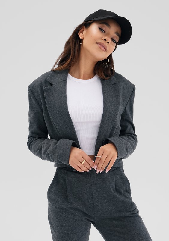 Rachel - Pewter melange cotton blazer