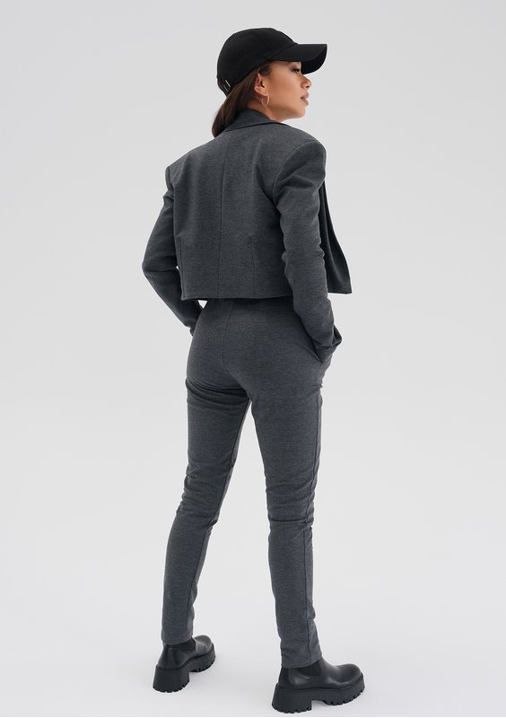 Rachel - Pewter melange cotton blazer