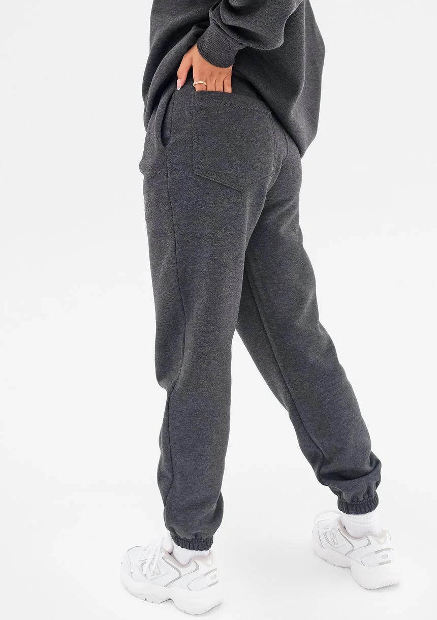 Embly - Melanżowe spodnie dresowe Grafitowe