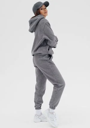 Tiffi - Spodnie z efektem sprania Szare