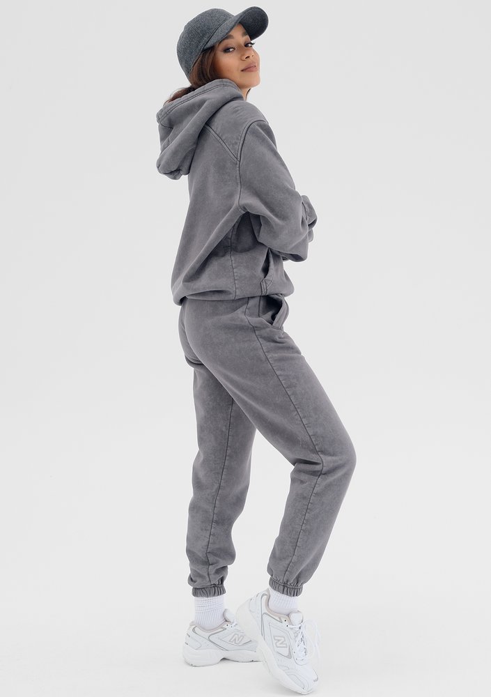 Tiffi - Spodnie z efektem sprania Szare