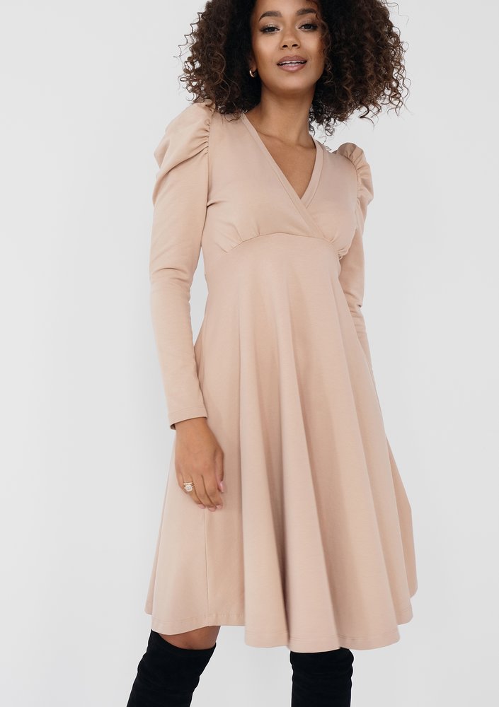 Jenna - Beige flared dress