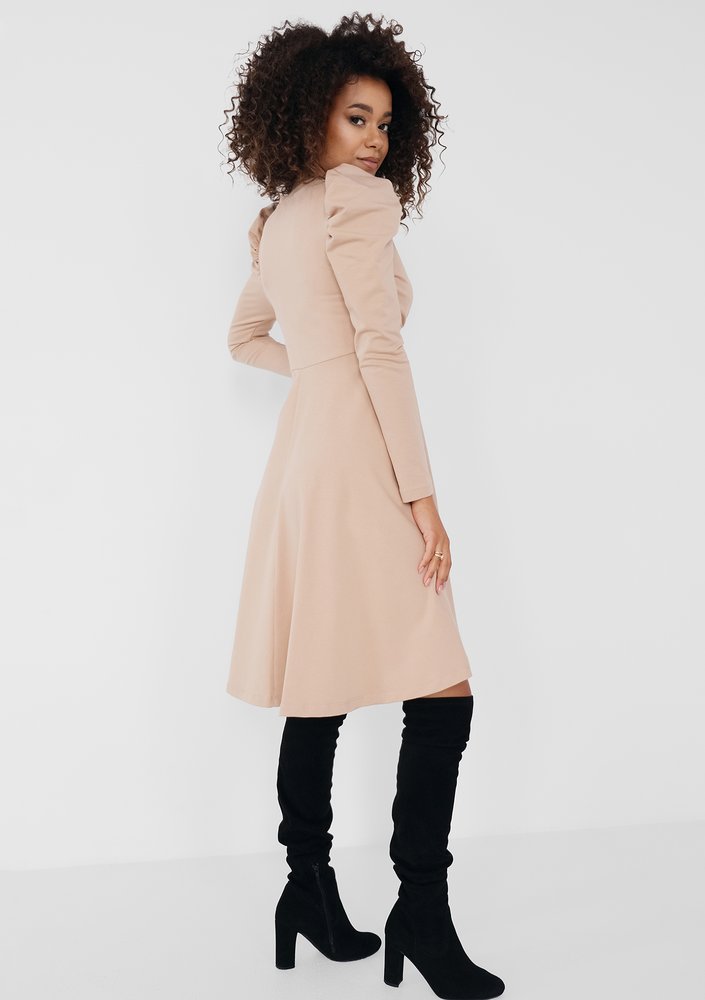 Jenna - Beige flared dress