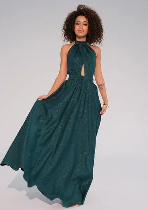 Cindy - Shiny green maxi dress