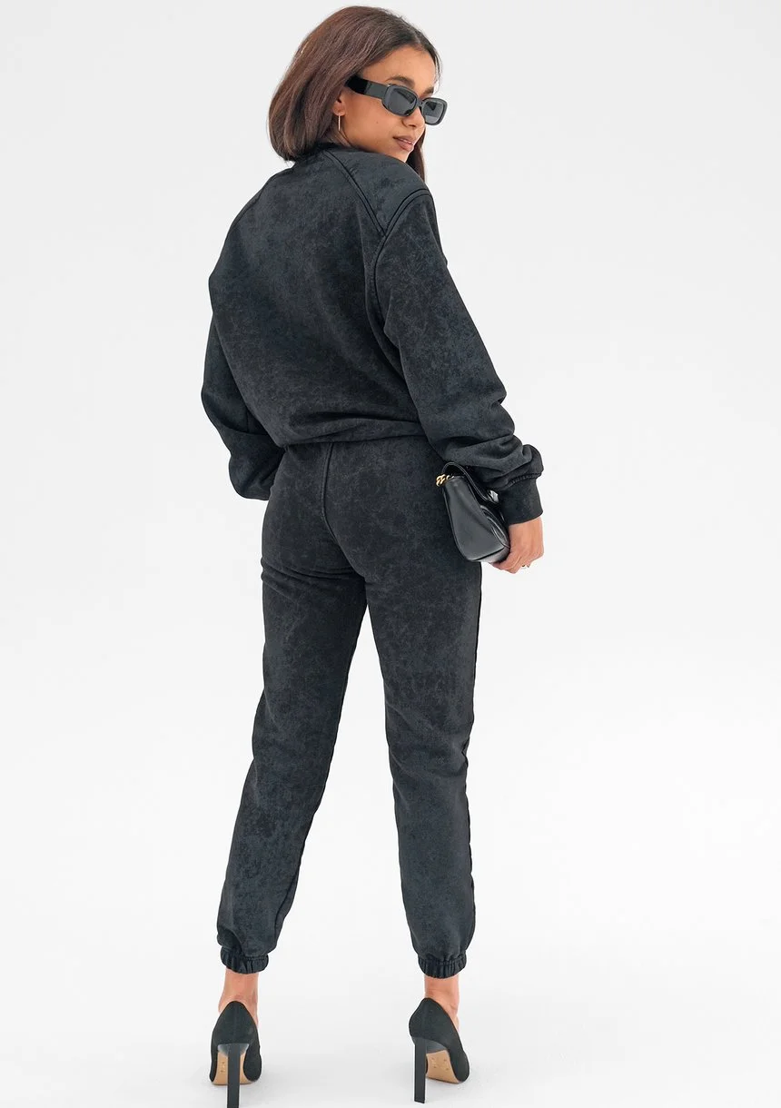 Tiffi - Spodnie z efektem sprania Czarne
