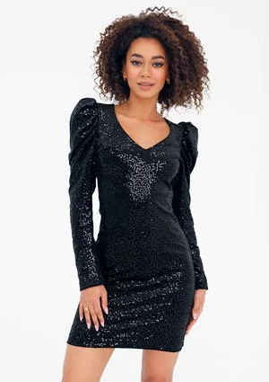 Merve - Black sequinned mini dress