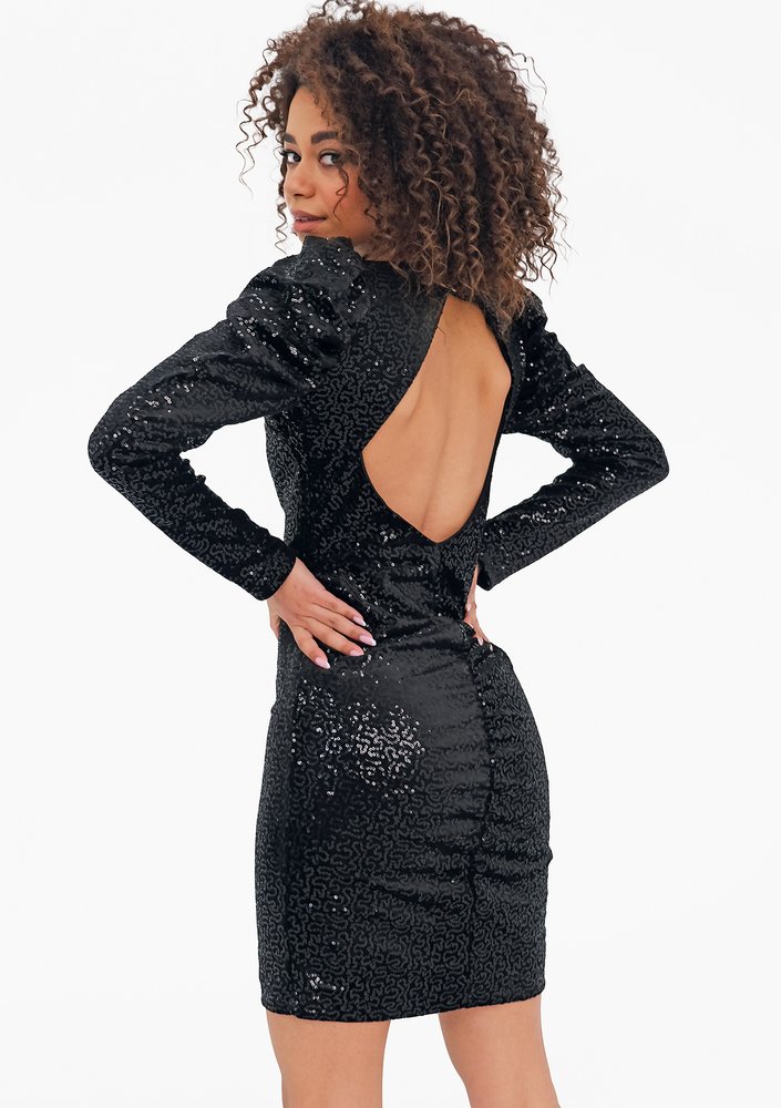 Merve - Black sequinned mini dress