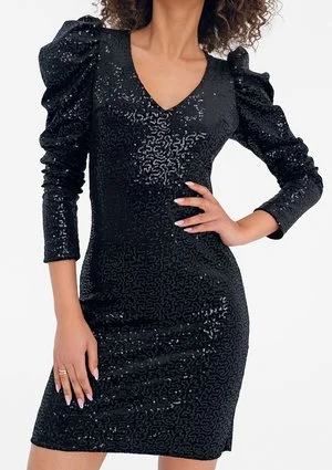Merve - Black sequinned mini dress