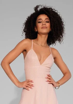 Selena - Sukienka maxi na ramiączkach Nude