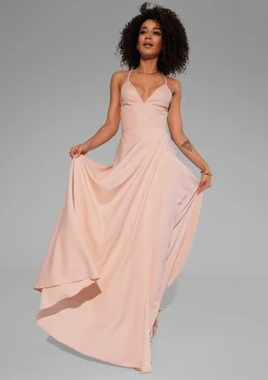 Selena - Shiny nude maxi dress