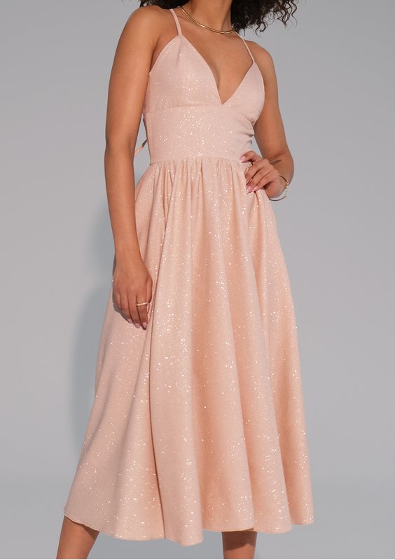 Livia - Black midi brocade strap dress