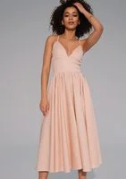 Livia - Nude midi brocade strap dress