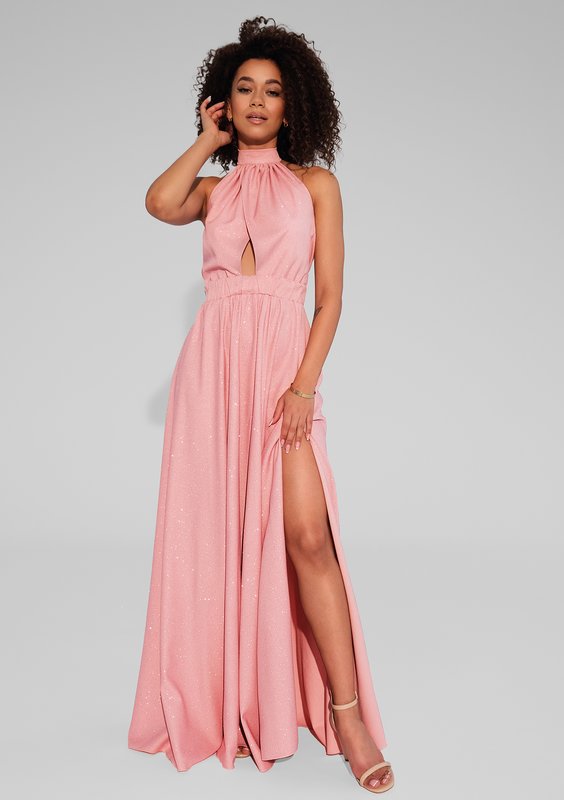 Cindy - Shiny pink maxi dress