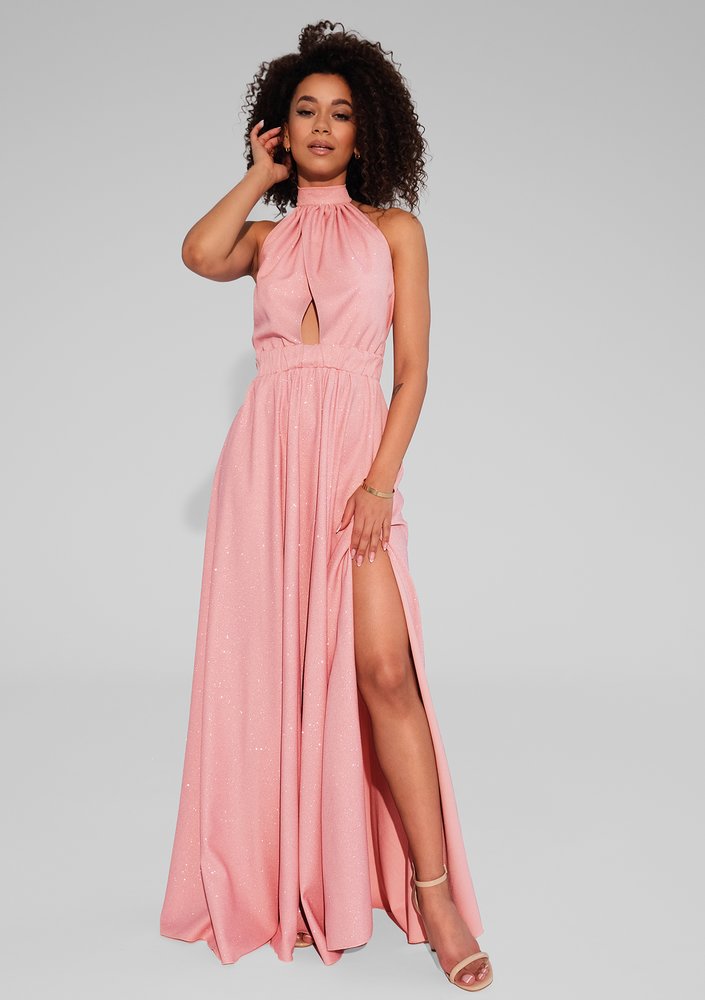 Cindy - Shiny pink maxi dress