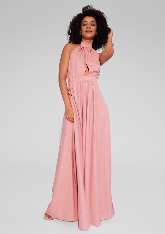 Cindy - Shiny pink maxi dress