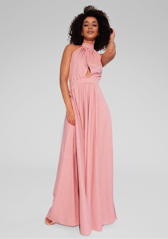 Cindy - Shiny pink maxi dress