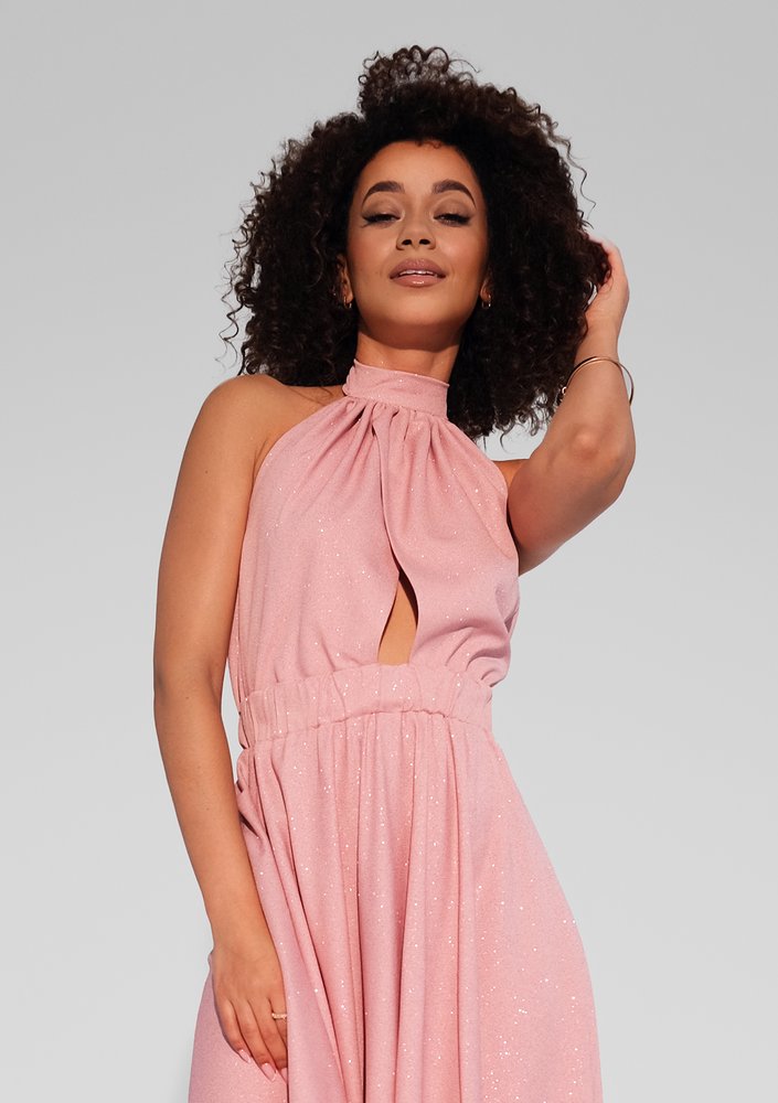 Cindy - Shiny pink maxi dress